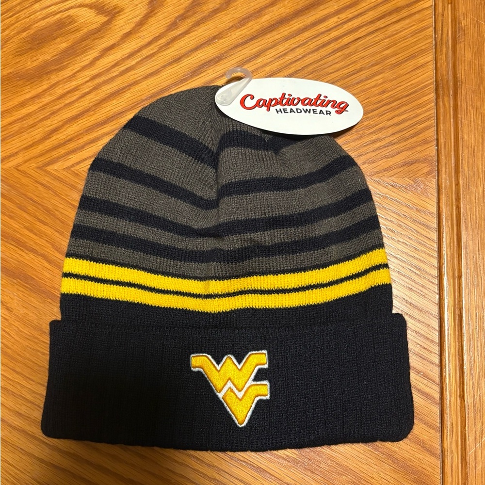 WVU Striped Navy and Yellow Beanie